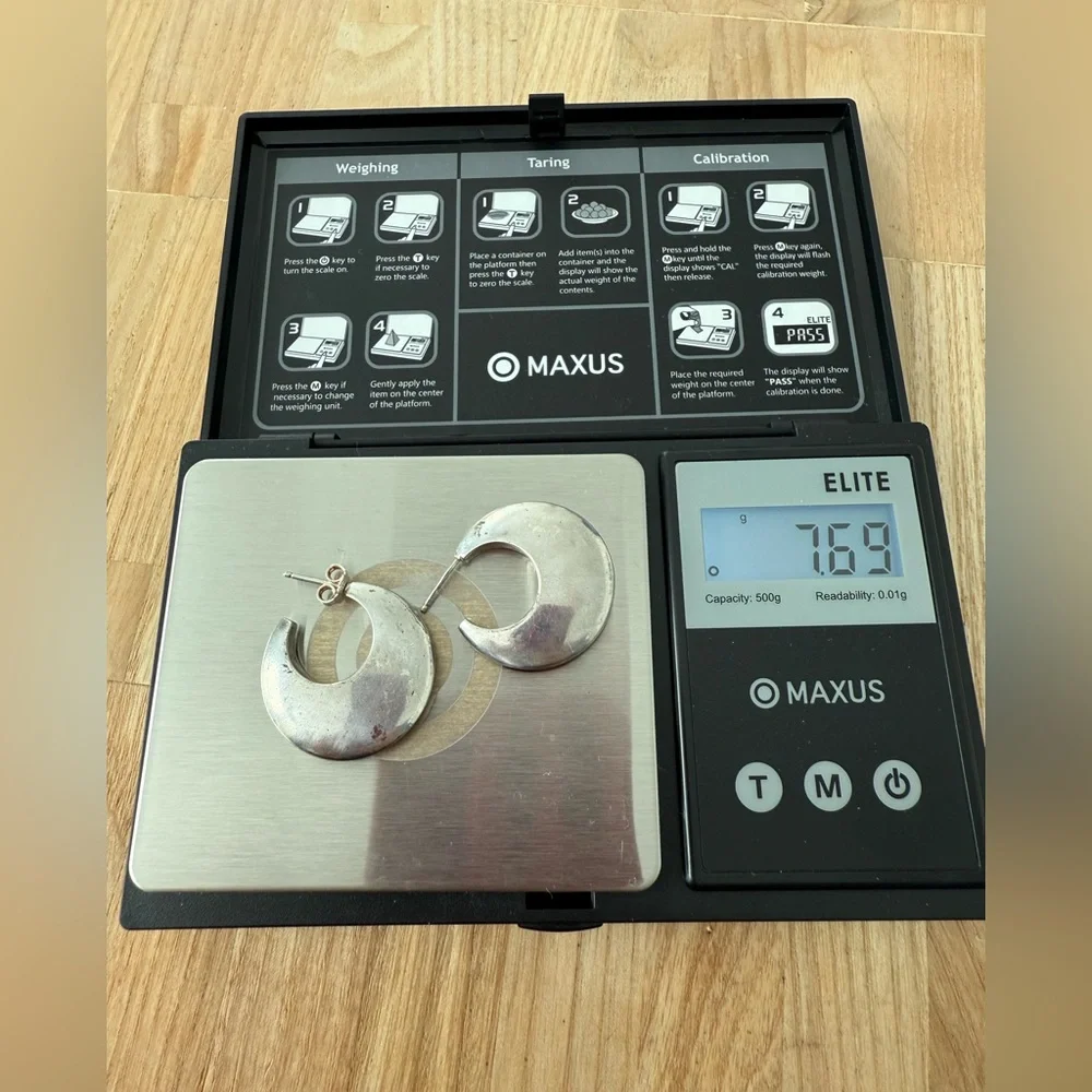 925 Sterling silver crescent hoop earrings on posts